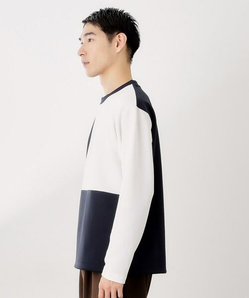 THE SHOP TK / ザ ショップ ティーケー カットソー | 【一枚で着映える】パターンブロッキング長袖Tシャツ 洗濯機OK | 詳細9