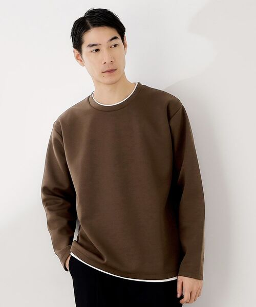 THE SHOP TK/ザ ショップ ティーケー 【ラクして決まる!】レイヤード風長袖Tシャツ 洗濯機OK ブラウン(043) 04(LL) THE SHOP TK/ザ ショップ ティーケー 【ラクして決まる!】レイヤード風長袖Tシャツ 洗濯機OK ブラウン(043) 04(LL)