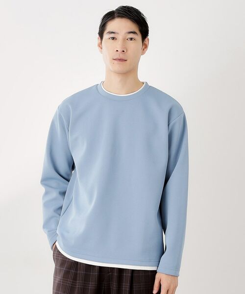 THE SHOP TK/ザ ショップ ティーケー 【ラクして決まる!】レイヤード風長袖Tシャツ 洗濯機OK ブルー(092) 04(LL) THE SHOP TK/ザ ショップ ティーケー 【ラクして決まる!】レイヤード風長袖Tシャツ 洗濯機OK ブルー(092) 04(LL)