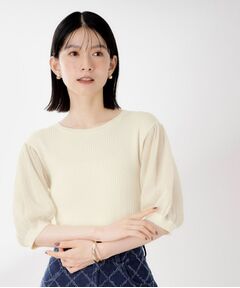 THE SHOP TK / ザ ショップ ティーケー ニット・セーター | シアーパフ袖ニット【洗濯機OK】