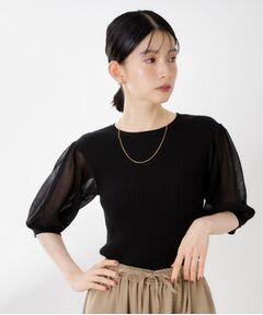 THE SHOP TK / ザ ショップ ティーケー ニット・セーター | シアーパフ袖ニット【洗濯機OK】