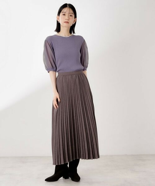 THE SHOP TK / ザ ショップ ティーケー ニット・セーター | シアーパフ袖ニット【洗濯機OK】 | 詳細11