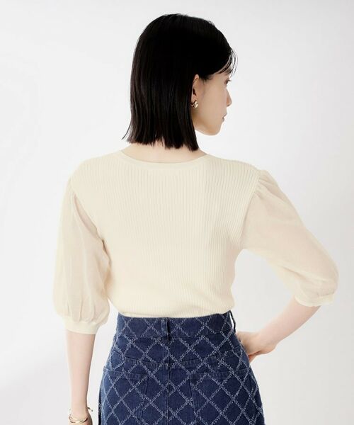 THE SHOP TK / ザ ショップ ティーケー ニット・セーター | シアーパフ袖ニット【洗濯機OK】 | 詳細3