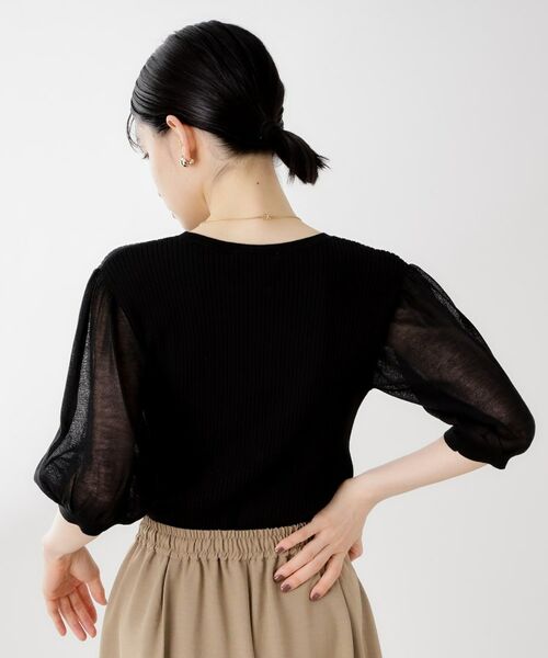 THE SHOP TK / ザ ショップ ティーケー ニット・セーター | シアーパフ袖ニット【洗濯機OK】 | 詳細4