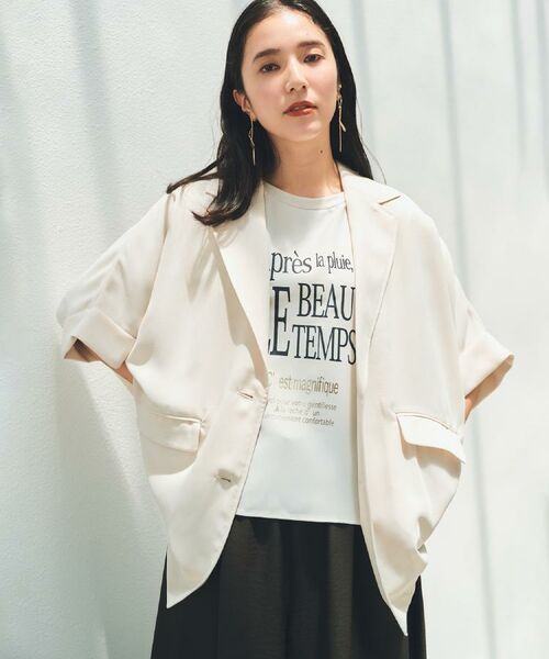 THE SHOP TK / ザ ショップ ティーケー テーラードジャケット | ドルマン半袖ジャケット【洗える】 | 詳細1