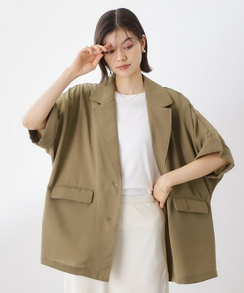 THE SHOP TK / ザ ショップ ティーケー テーラードジャケット | ドルマン半袖ジャケット【洗える】 | 詳細18