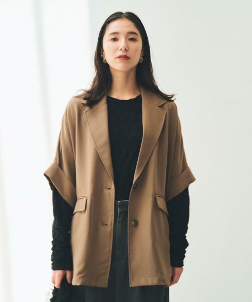 THE SHOP TK / ザ ショップ ティーケー テーラードジャケット | ドルマン半袖ジャケット【洗える】 | 詳細5