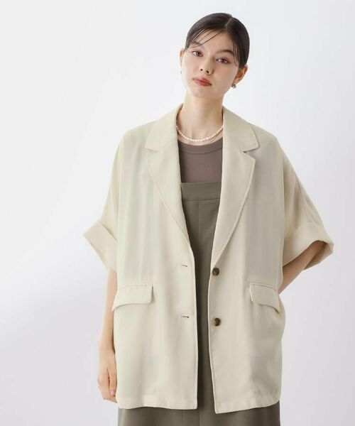 THE SHOP TK / ザ ショップ ティーケー テーラードジャケット | ドルマン半袖ジャケット【洗える】 | 詳細8