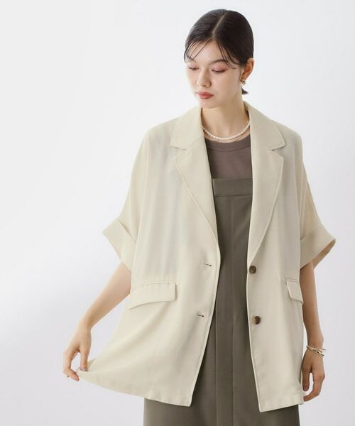 THE SHOP TK / ザ ショップ ティーケー テーラードジャケット | ドルマン半袖ジャケット【洗える】 | 詳細9