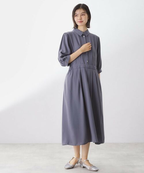 THE SHOP TK / ザ ショップ ティーケー ロング・マキシ丈ワンピース | 5分袖シャツワンピース【防シワ/吸水速乾/UVケア/洗濯機OK】 | 詳細10