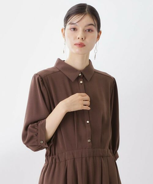 THE SHOP TK / ザ ショップ ティーケー ロング・マキシ丈ワンピース | 5分袖シャツワンピース【防シワ/吸水速乾/UVケア/洗濯機OK】 | 詳細4