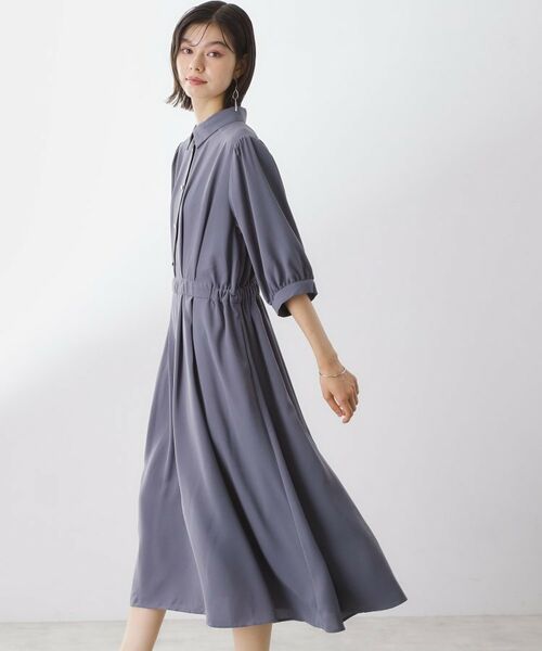 THE SHOP TK / ザ ショップ ティーケー ロング・マキシ丈ワンピース | 5分袖シャツワンピース【防シワ/吸水速乾/UVケア/洗濯機OK】 | 詳細9