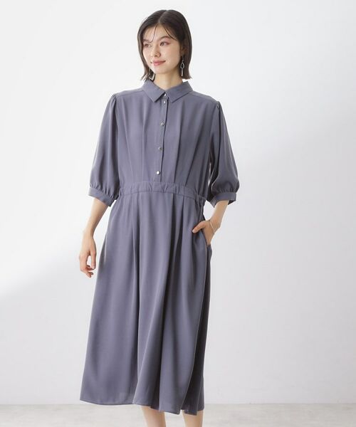 THE SHOP TK/ザ ショップ ティーケー 5分袖シャツワンピース【接触冷感/防シワ/吸水速乾/UVケア/洗濯機OK】 パープル(082) 13(L) THE SHOP TK/ザ ショップ ティーケー 5分袖シャツワンピース【接触冷感/防シワ/吸水速乾/UVケア/洗濯機OK】 パープル(082) 13(L)