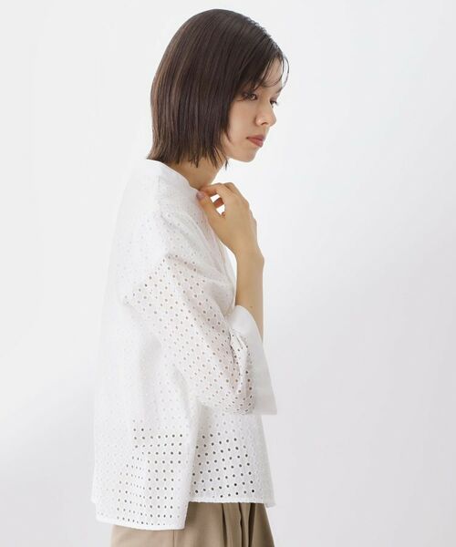 THE SHOP TK / ザ ショップ ティーケー シャツ・ブラウス | 5分袖レース刺繍コットンシャツ | 詳細2