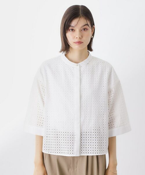 THE SHOP TK / ザ ショップ ティーケー シャツ・ブラウス | 5分袖レース刺繍コットンシャツ | 詳細9