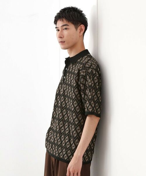 THE SHOP TK / ザ ショップ ティーケー カットソー | ジオメニットポロシャツ　【洗濯機OK】 | 詳細1