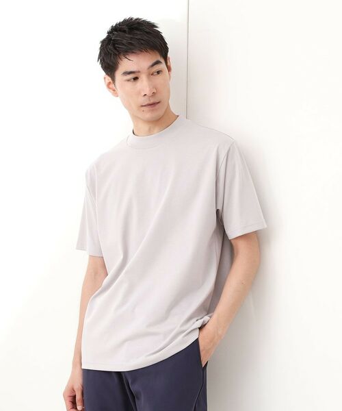 THE SHOP TK/ザ ショップ ティーケー モックネックプレーティング半袖Tシャツ 【接触冷感/洗濯機OK】 ライトグレー(011) 04(LL)