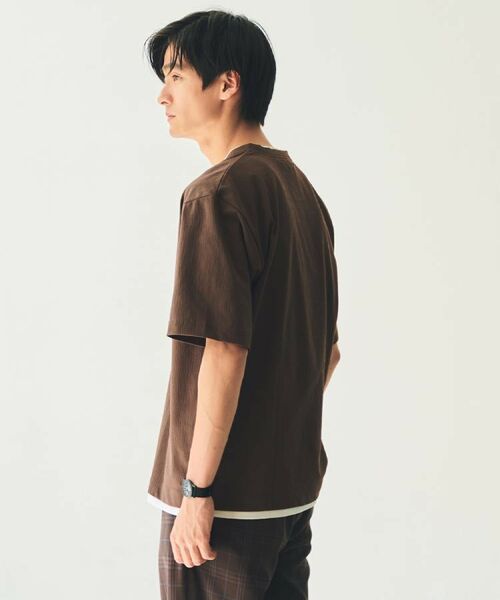 THE SHOP TK / ザ ショップ ティーケー カットソー | 楊柳フェイクレイヤード半袖Tシャツ 【吸水速乾/毛玉になりにくい/洗濯機OK】 | 詳細2