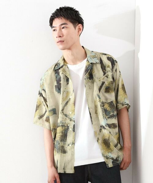 THE SHOP TK / ザ ショップ ティーケー シャツ・ブラウス | アートプリントメッシュ半袖シャツ　【洗濯機OK】 | 詳細2