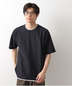 THE SHOP TK / ザ ショップ ティーケー Tシャツ | タックジャガードフェイクレイヤードTシャツ　吸水速乾/洗濯機OK