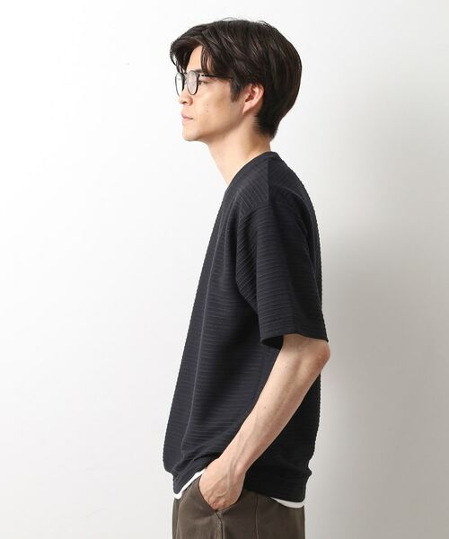 THE SHOP TK / ザ ショップ ティーケー Tシャツ | タックジャガードフェイクレイヤードTシャツ　吸水速乾/洗濯機OK | 詳細1