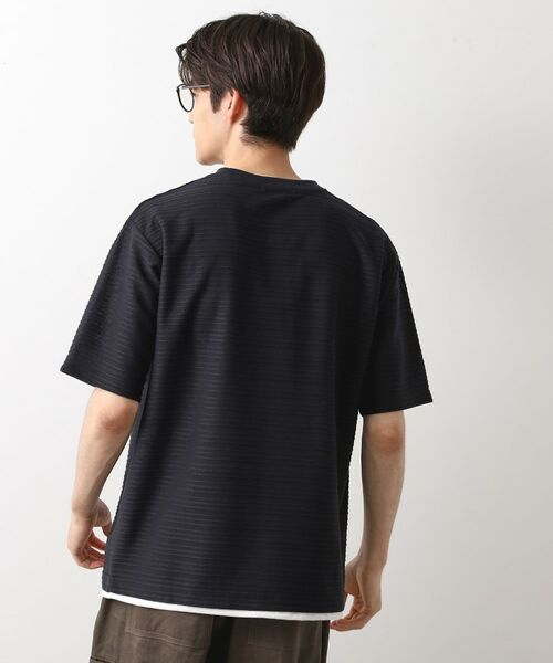 THE SHOP TK / ザ ショップ ティーケー Tシャツ | タックジャガードフェイクレイヤードTシャツ　吸水速乾/洗濯機OK | 詳細2
