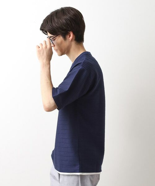 THE SHOP TK / ザ ショップ ティーケー Tシャツ | タックジャガードフェイクレイヤードTシャツ　吸水速乾/洗濯機OK | 詳細5