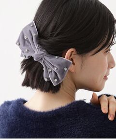 THE SHOP TK / ザ ショップ ティーケー ヘアアクセサリー | 【華やか＆上品】ビジューベロアリボンバレッタ