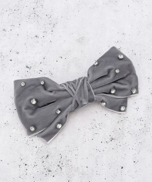 THE SHOP TK / ザ ショップ ティーケー ヘアアクセサリー | 【華やか＆上品】ビジューベロアリボンバレッタ | 詳細2