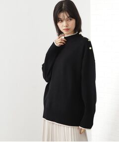 THE SHOP TK / ザ ショップ ティーケー ニット・セーター | 【インしないで着られる】金ボタン ハイネックニット/毛玉になりにくい/静電気防止/洗濯機OK