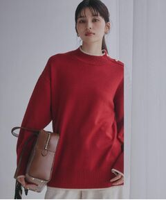 THE SHOP TK / ザ ショップ ティーケー ニット・セーター | 【インしないで着られる】金ボタン ハイネックニット/毛玉になりにくい/静電気防止/洗濯機OK