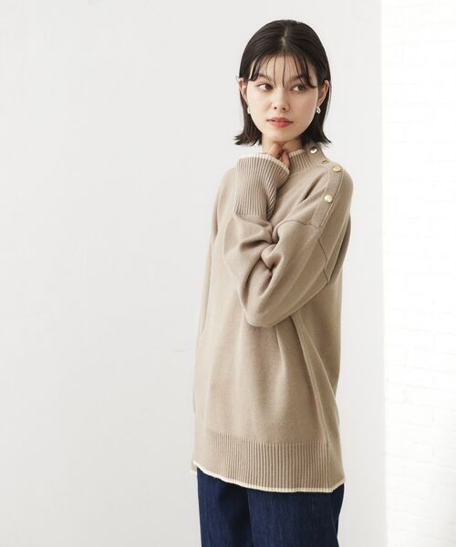 THE SHOP TK / ザ ショップ ティーケー ニット・セーター | 【インしないで着られる】金ボタン ハイネックニット/毛玉になりにくい/静電気防止/洗濯機OK | 詳細16