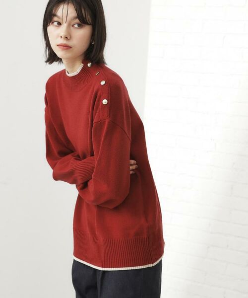THE SHOP TK / ザ ショップ ティーケー ニット・セーター | 【インしないで着られる】金ボタン ハイネックニット/毛玉になりにくい/静電気防止/洗濯機OK | 詳細21