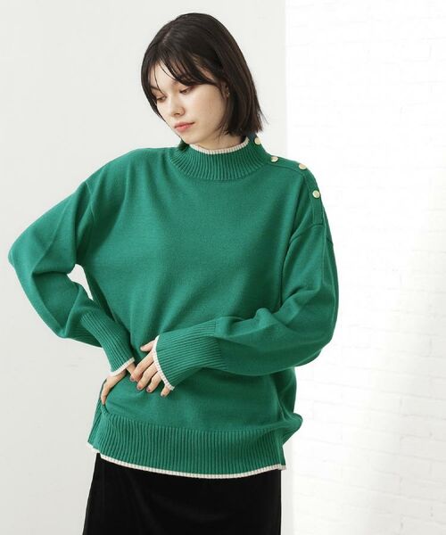 THE SHOP TK / ザ ショップ ティーケー ニット・セーター | 【インしないで着られる】金ボタン ハイネックニット/毛玉になりにくい/静電気防止/洗濯機OK | 詳細25