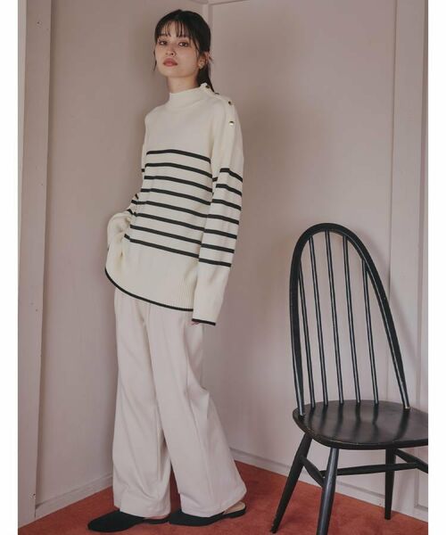 THE SHOP TK / ザ ショップ ティーケー ニット・セーター | 【インしないで着られる】金ボタン ハイネックニット/毛玉になりにくい/静電気防止/洗濯機OK | 詳細5