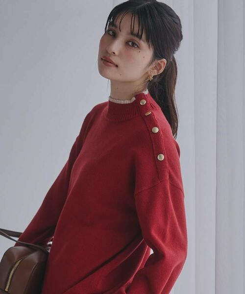 THE SHOP TK / ザ ショップ ティーケー ニット・セーター | 【インしないで着られる】金ボタン ハイネックニット/毛玉になりにくい/静電気防止/洗濯機OK | 詳細7