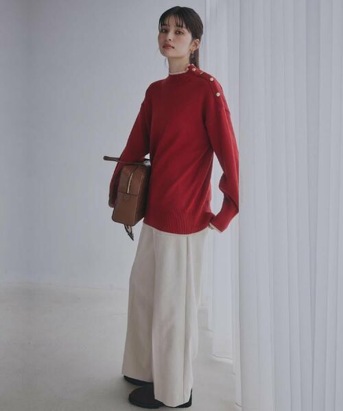 THE SHOP TK / ザ ショップ ティーケー ニット・セーター | 【インしないで着られる】金ボタン ハイネックニット/毛玉になりにくい/静電気防止/洗濯機OK | 詳細8