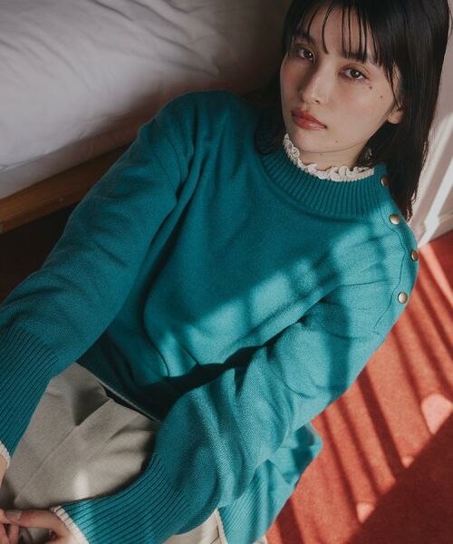 THE SHOP TK / ザ ショップ ティーケー ニット・セーター | 【インしないで着られる】金ボタン ハイネックニット/毛玉になりにくい/静電気防止/洗濯機OK | 詳細9