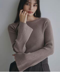 THE SHOP TK / ザ ショップ ティーケー ニット・セーター | 【品よく魅せる】フレアスリーブ リブニット/毛玉になりにくい/静電気防止/洗濯機OK