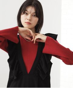 THE SHOP TK / ザ ショップ ティーケー ニット・セーター | 【品よく魅せる】フレアスリーブ リブニット/毛玉になりにくい/静電気防止/洗濯機OK