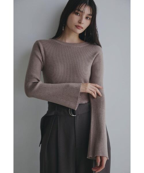 THE SHOP TK / ザ ショップ ティーケー ニット・セーター | 【品よく魅せる】フレアスリーブ リブニット/毛玉になりにくい/静電気防止/洗濯機OK | 詳細1