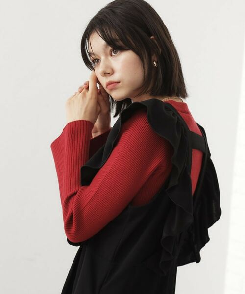 THE SHOP TK / ザ ショップ ティーケー ニット・セーター | 【品よく魅せる】フレアスリーブ リブニット/毛玉になりにくい/静電気防止/洗濯機OK | 詳細16