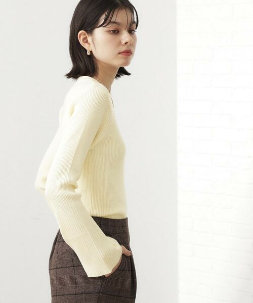 THE SHOP TK / ザ ショップ ティーケー ニット・セーター | 【品よく魅せる】フレアスリーブ リブニット/毛玉になりにくい/静電気防止/洗濯機OK | 詳細4
