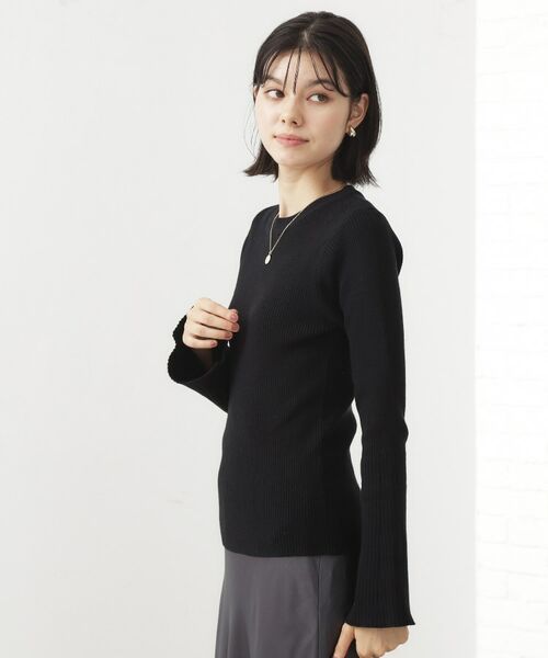 THE SHOP TK / ザ ショップ ティーケー ニット・セーター | 【品よく魅せる】フレアスリーブ リブニット/毛玉になりにくい/静電気防止/洗濯機OK | 詳細7