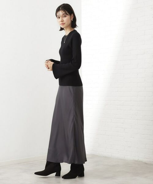 THE SHOP TK / ザ ショップ ティーケー ニット・セーター | 【品よく魅せる】フレアスリーブ リブニット/毛玉になりにくい/静電気防止/洗濯機OK | 詳細9