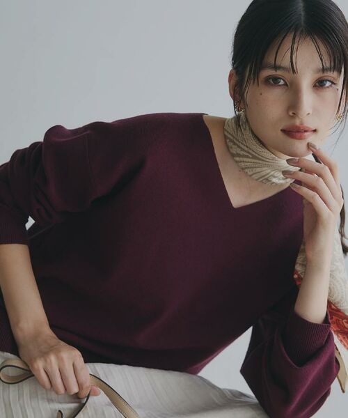 THE SHOP TK / ザ ショップ ティーケー ニット・セーター | 【すっきりシルエットが叶う】大人のためのVネックニット/毛玉になりにくい/静電気防止/洗濯機OK | 詳細4