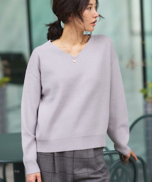 THE SHOP TK / ザ ショップ ティーケー ニット・セーター | 【すっきりシルエットが叶う】大人のためのVネックニット/毛玉になりにくい/静電気防止/洗濯機OK | 詳細9