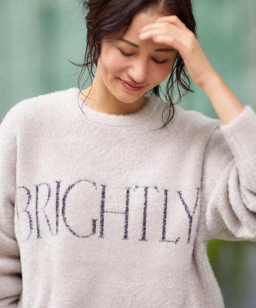 THE SHOP TK / ザ ショップ ティーケー カットソー | ベルベットフェザー ロゴニットプルオーバー | 詳細1