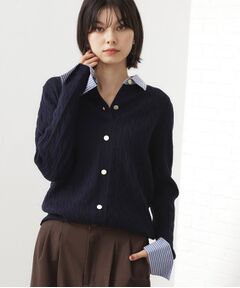 THE SHOP TK / ザ ショップ ティーケー ニット・セーター | 【着るだけでコーデ完成】シャツレイヤード風 ケーブルニット