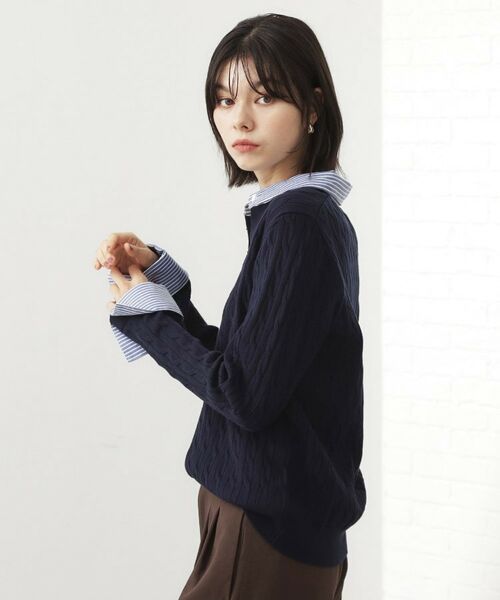 THE SHOP TK / ザ ショップ ティーケー ニット・セーター | 【着るだけでコーデ完成】シャツレイヤード風 ケーブルニット | 詳細10